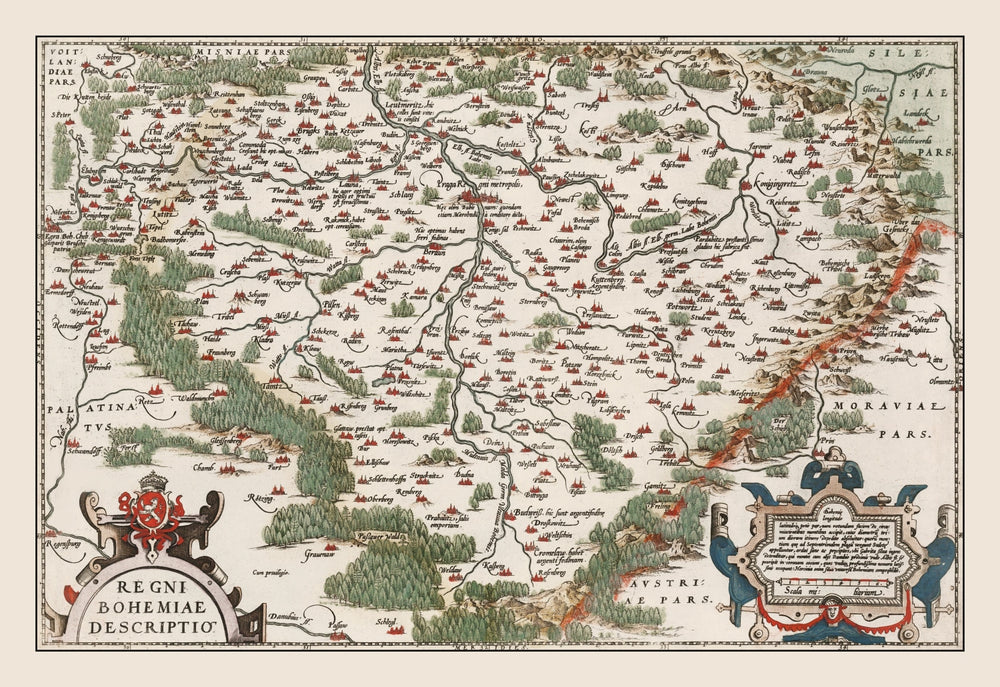 Vintage Bohemia Map 1587 print style example