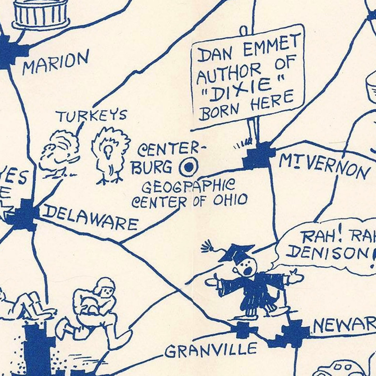 Restored historic details from the 1939 state map of County, Ohio
