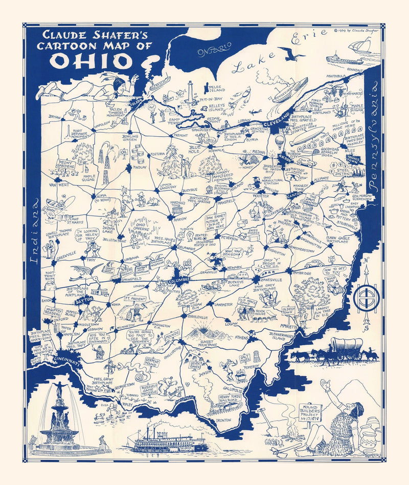 Size comparison using Vintage Map of Ohio 1939