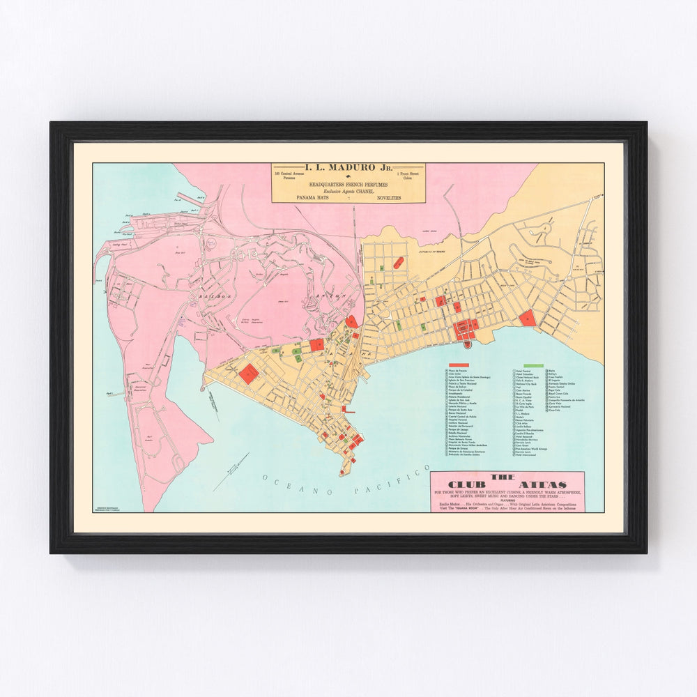 Panama City Vintage Map 1950