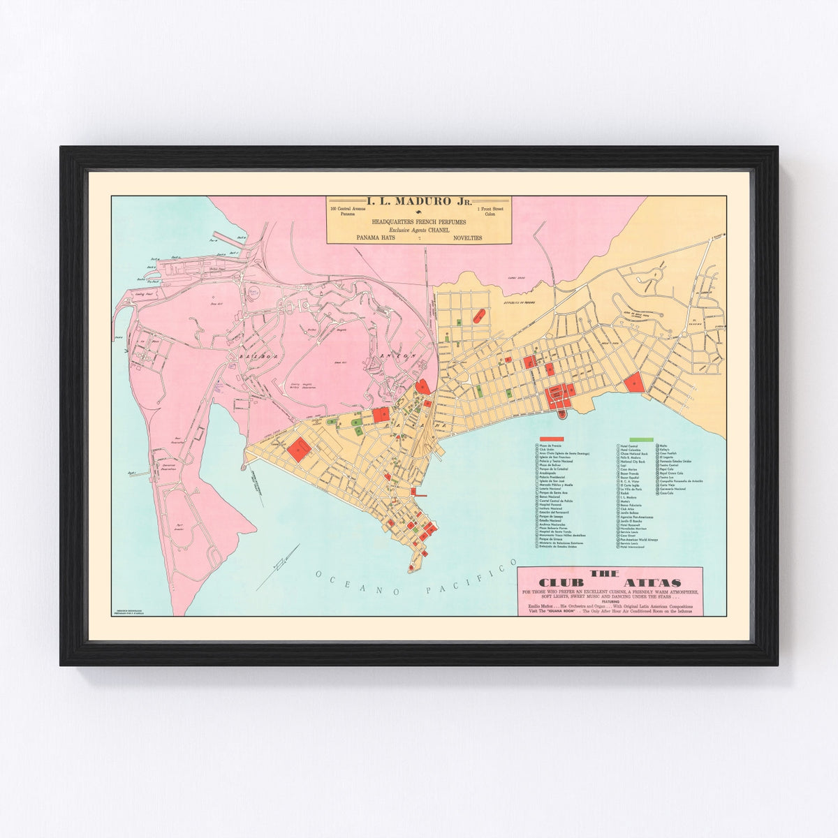 Panama City Vintage Map 1950