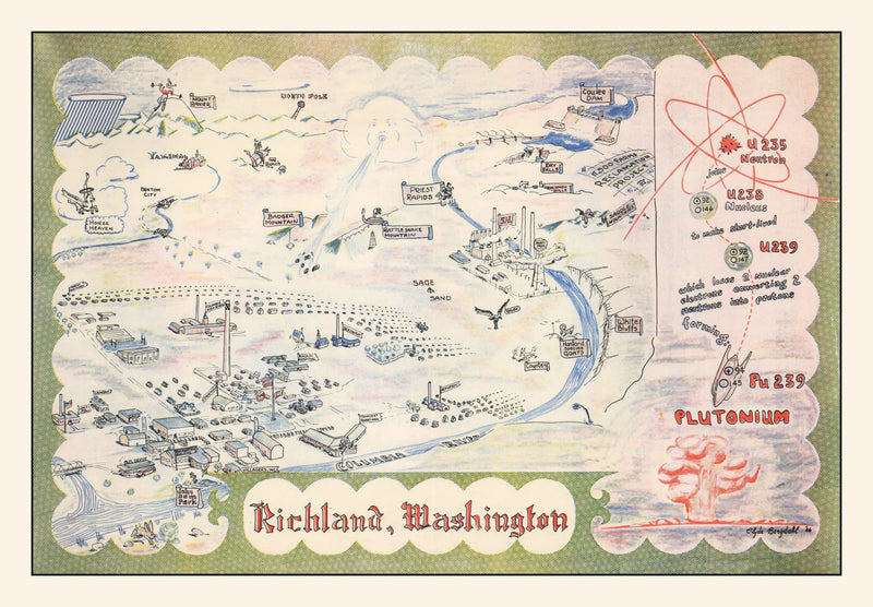 Size comparison using Vintage Map of Richland, Washington 1946