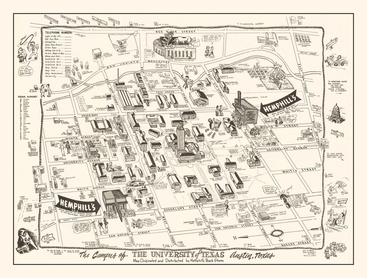 Preview of Vintage University of Texas in Austin Map 1945