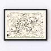 University of Texas in Austin Vintage Map 1945