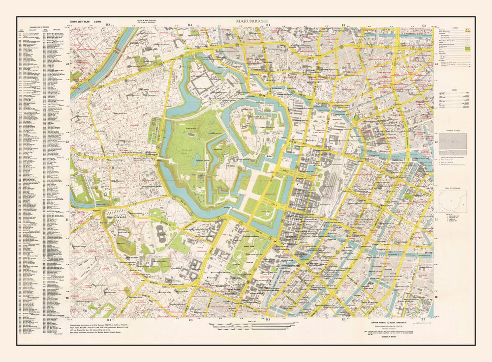 Vintage Map of Marunouchi District Tokyo, Japan 1948 print style example