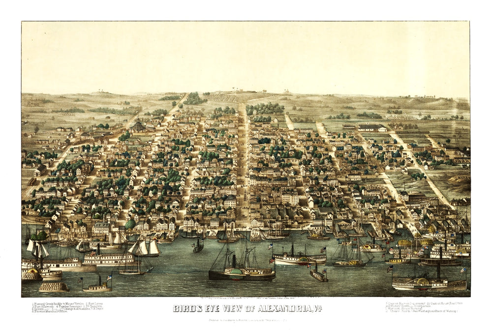 Vintage Map of Alexandria, Virginia 1863 print style example