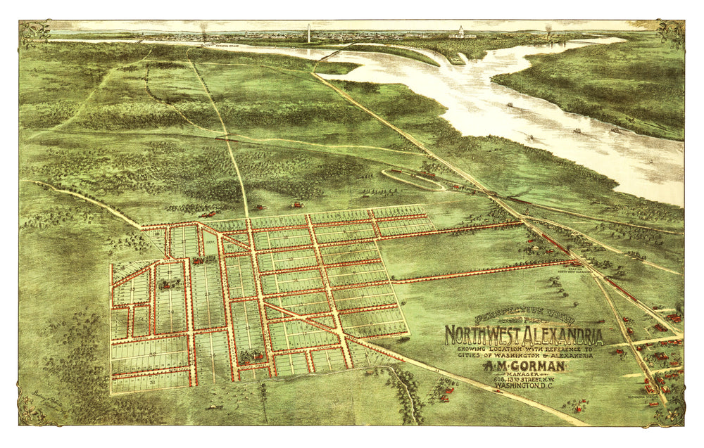 Vintage Map of Alexandria, Virginia 1890 print style example