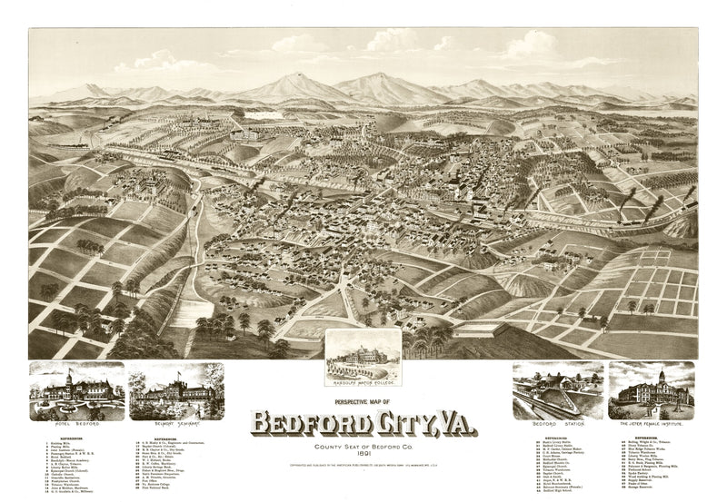 Size comparison using Vintage Map of Bedford City, Virginia 1891