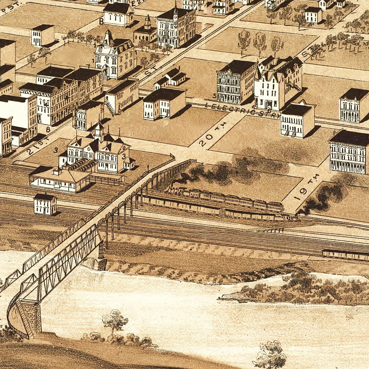 Restored historic details from the 1891 city map of Buena Vista, Virginia