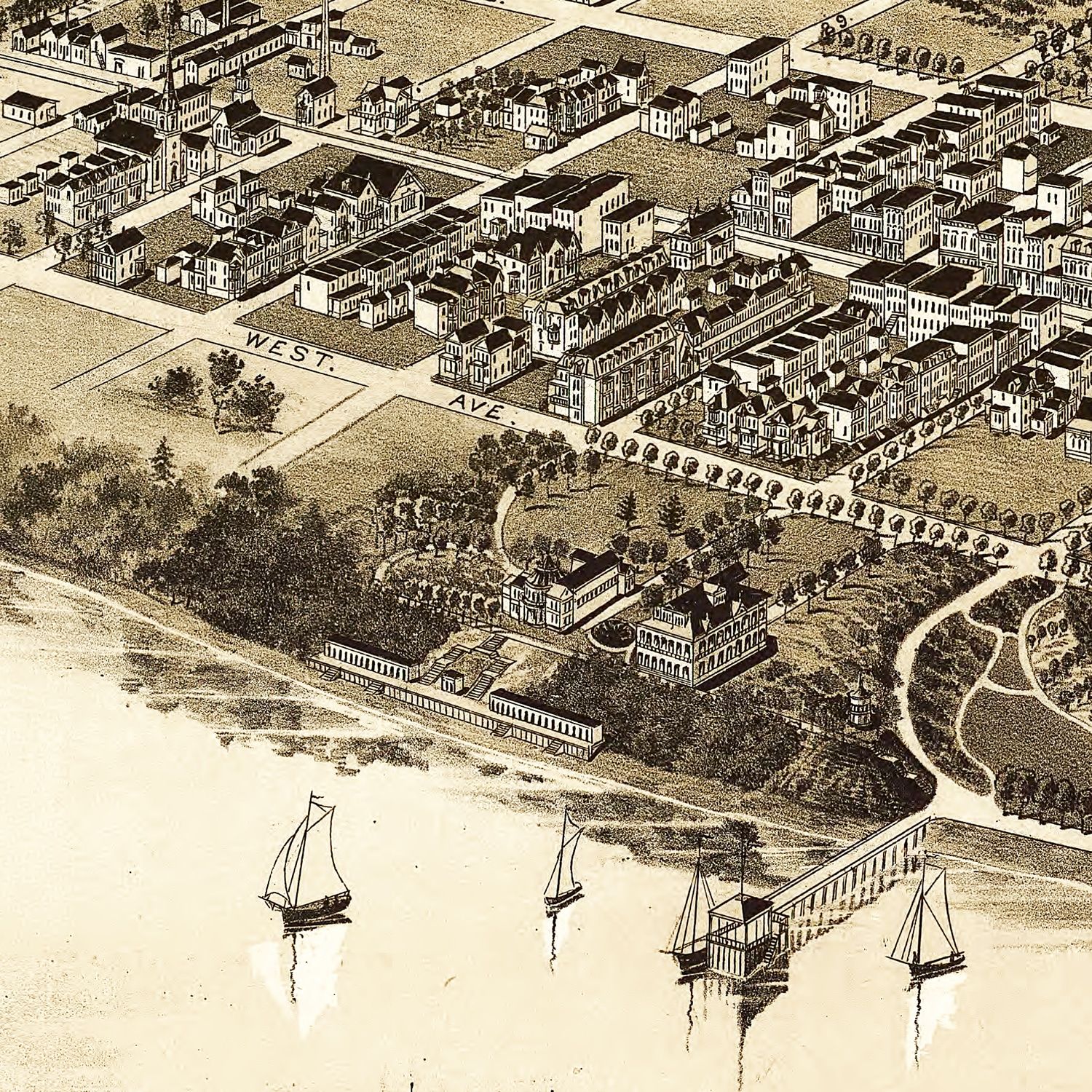 Restored historic details from the 1891 city map of Newport News, Virginia