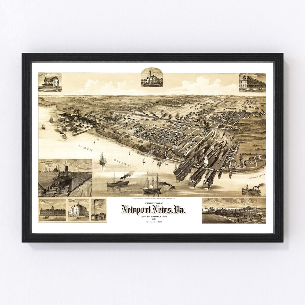 Newport News Vintage Map 1891