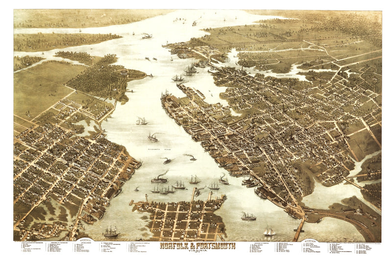 Size comparison using Vintage Map of Norfolk, Virginia 1873