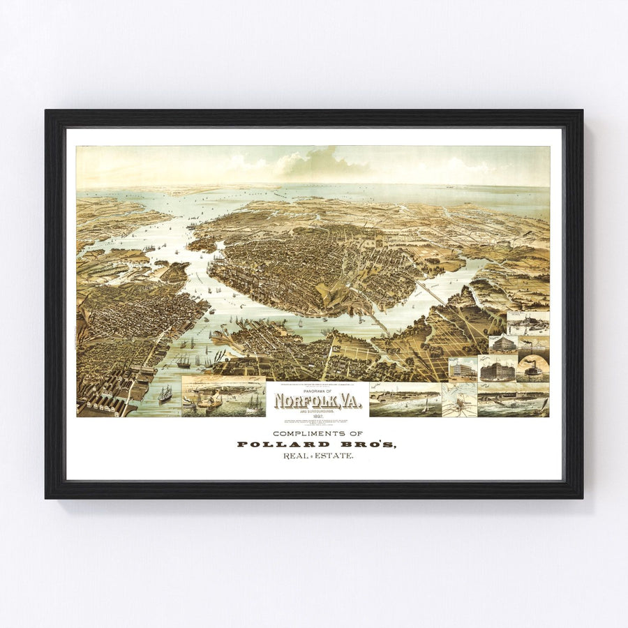 Norfolk Vintage Map 1892