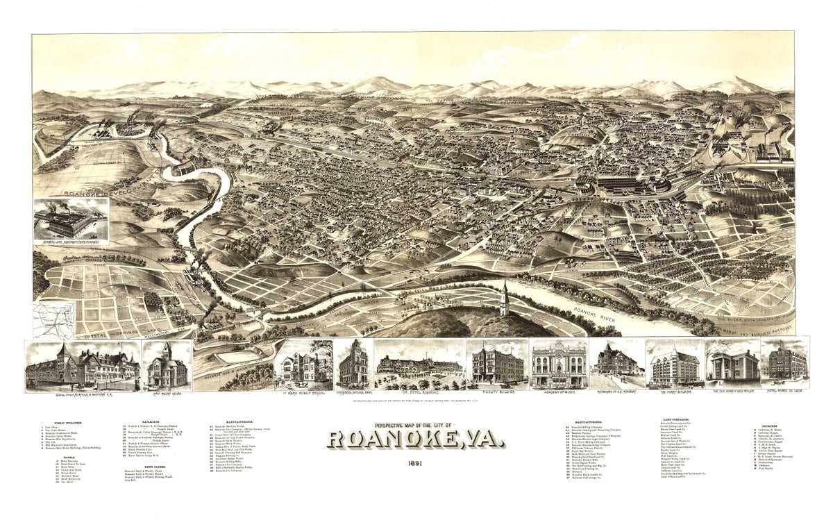 Preview of Vintage Map of Roanoke, Virginia 1891