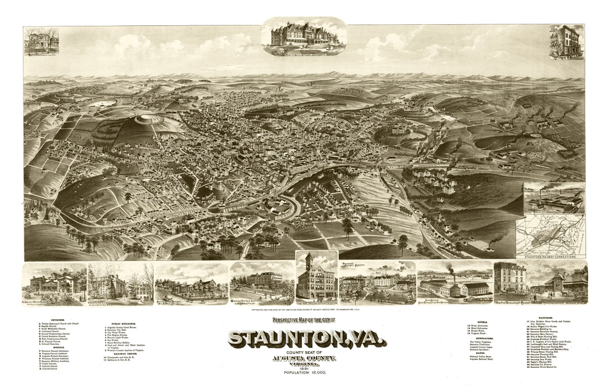 Preview of Vintage Map of Staunton, Virginia 1891