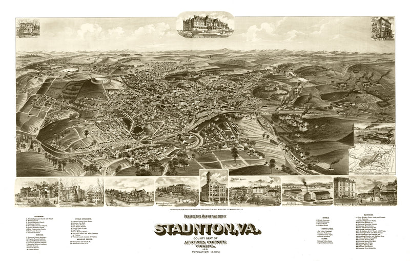 Size comparison using Vintage Map of Staunton, Virginia 1891
