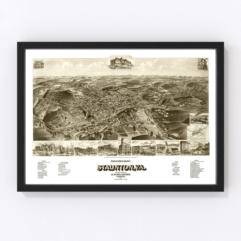 Staunton Vintage Map 1891