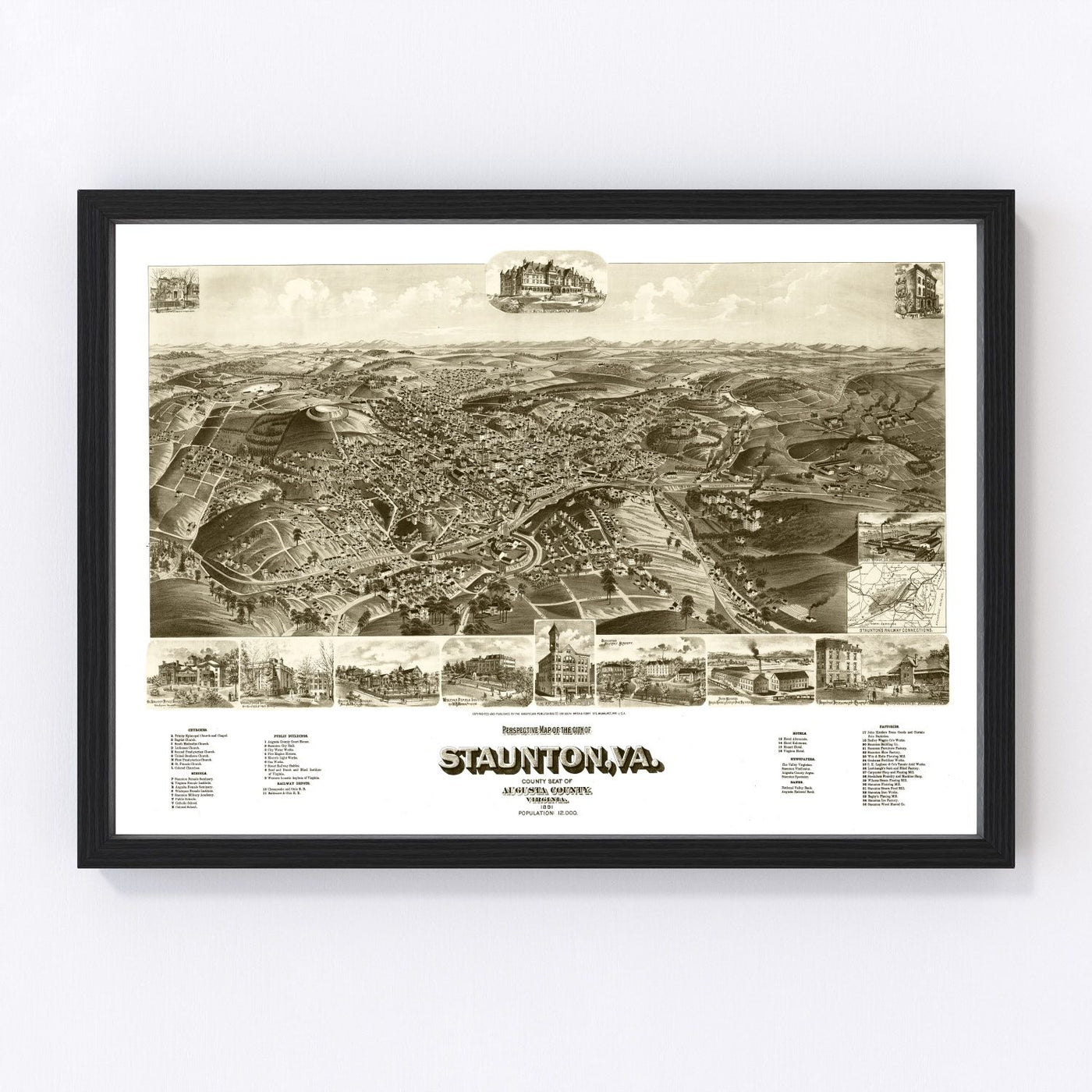 Staunton Vintage Map 1891