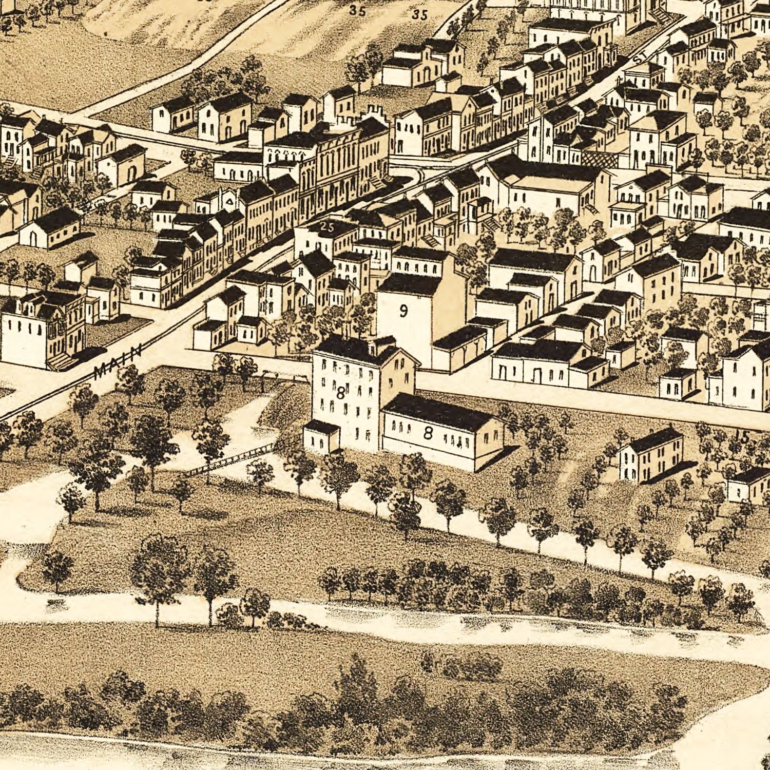 Restored historic details from the 1891 city map of Waynesboro, Virginia