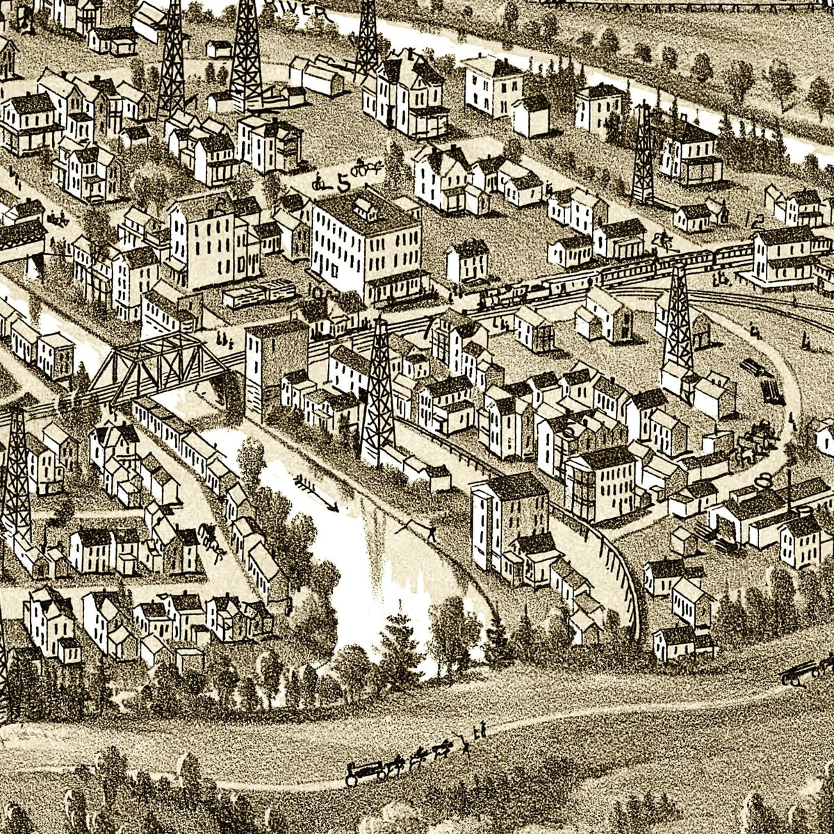 Restored historic details from the 1899 city map of Cairo, West Virginia