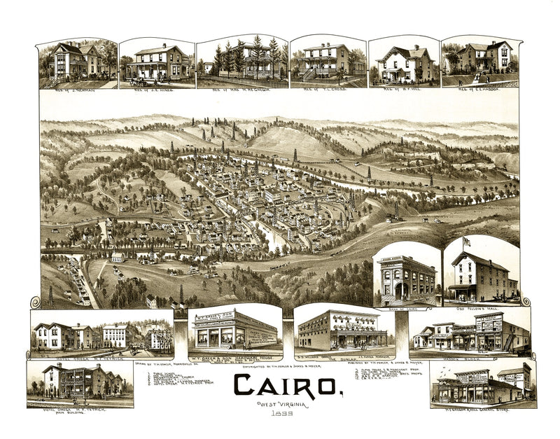 Size comparison using Vintage Map of Cairo, West Virginia 1899