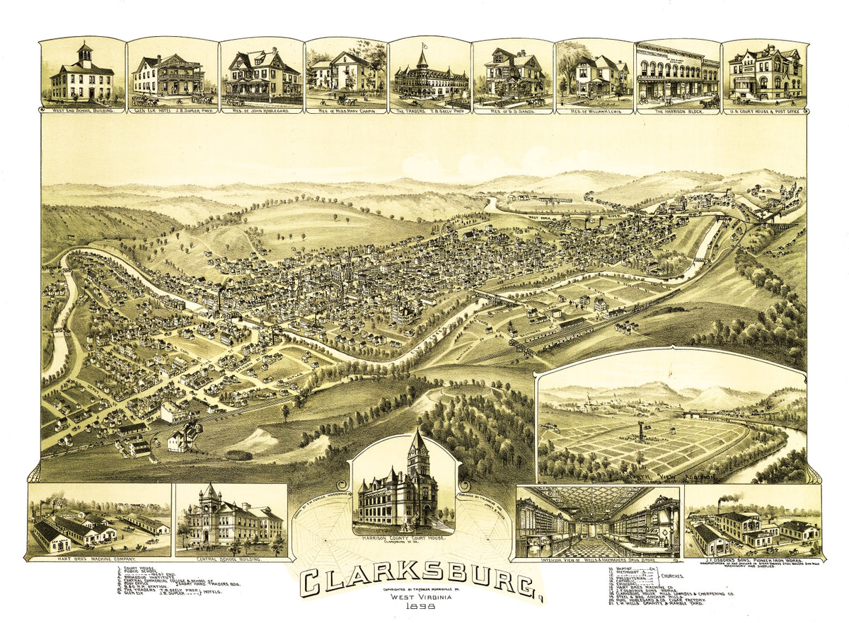 Preview of Vintage Map of Clarksburg, West Virginia 1898