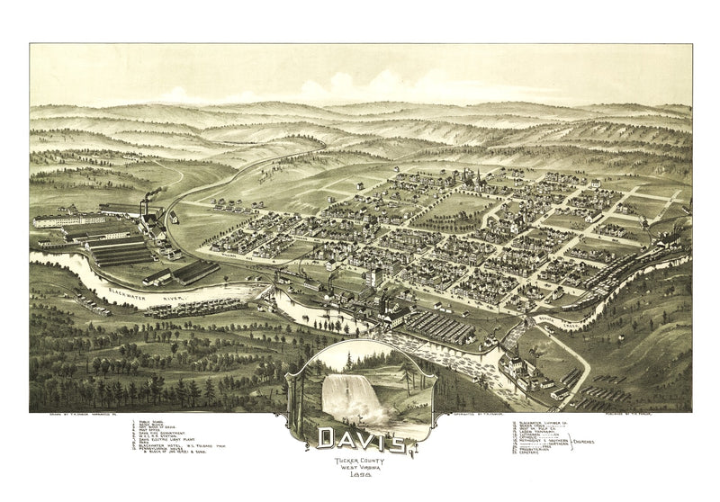 Size comparison using Vintage Map of Davis, West Virginia 1898