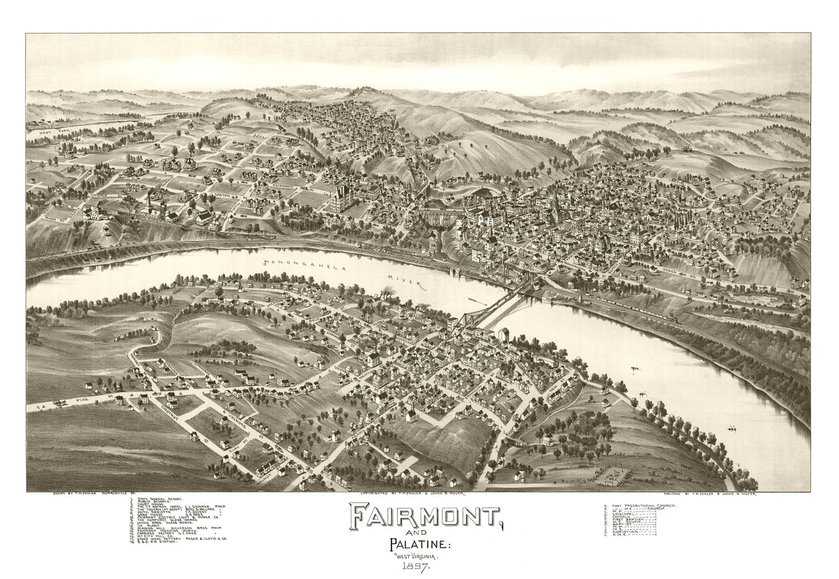 Preview of Vintage Map of Fairmont & Palatine, West Virginia 1897