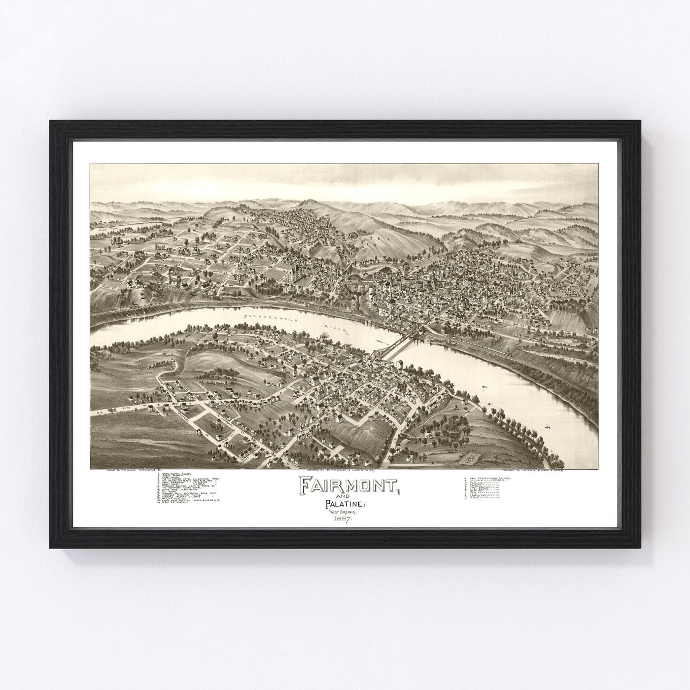 Fairmont & Palatine Vintage Map 1897