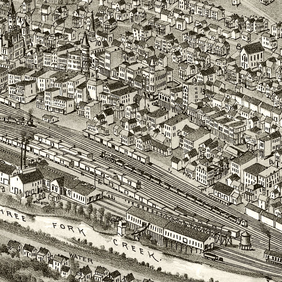 Restored historic details from the 1898 city map of Grafton, West Virginia