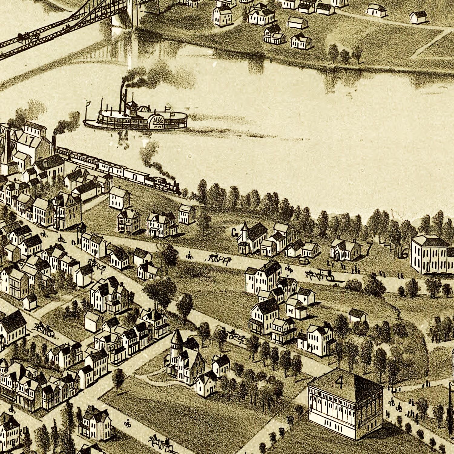 Restored historic details from the 1897 city map of Morgantown, West Virginia