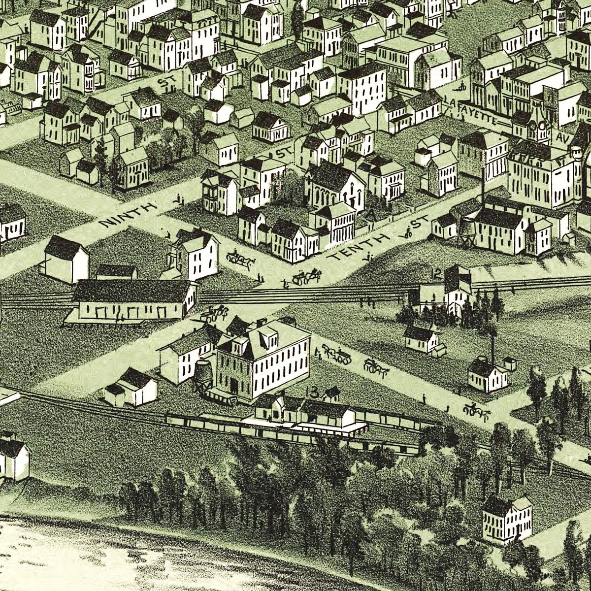 Restored historic details from the 1899 city map of Moundsville, West Virginia
