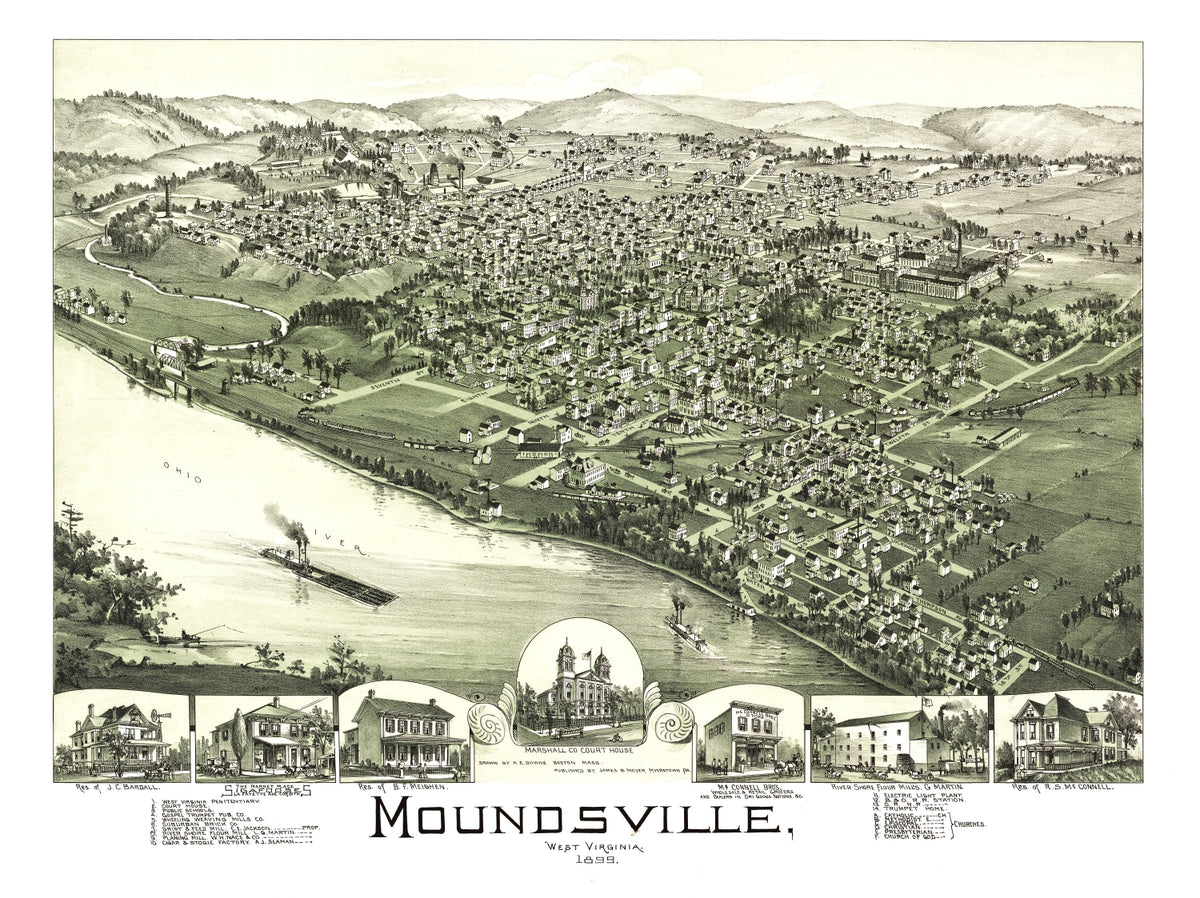 Preview of Vintage Map of Moundsville, West Virginia 1899