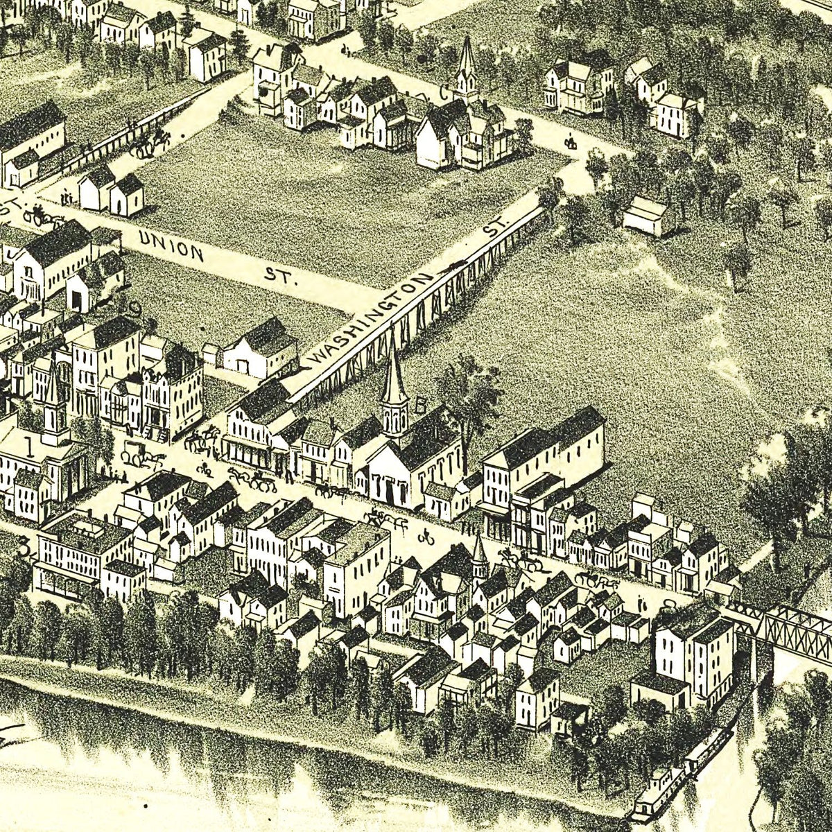 Restored historic details from the 1899 city map of New Martinsville, West Virginia