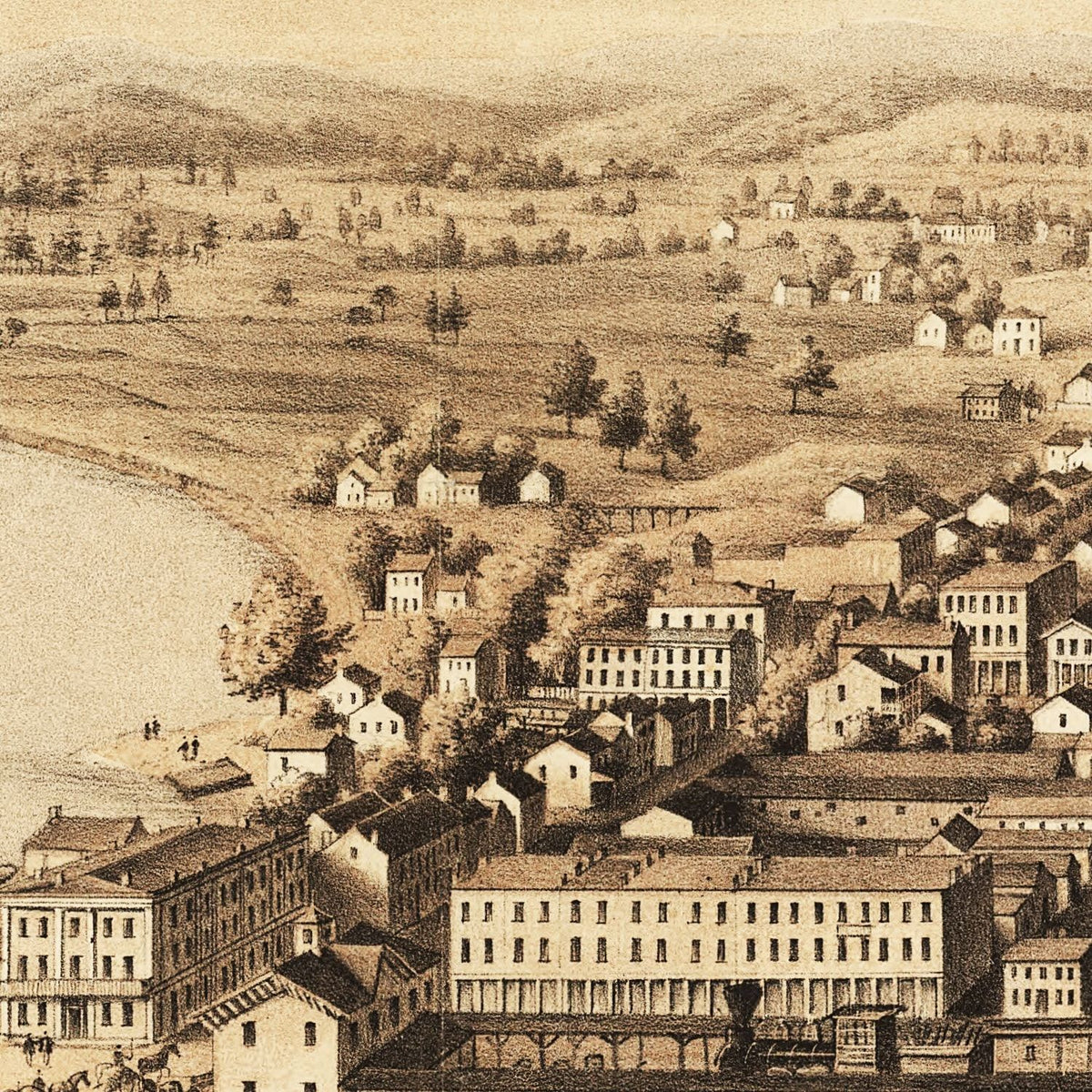 Restored historic details from the 1861 city map of Parkersburg, West Virginia