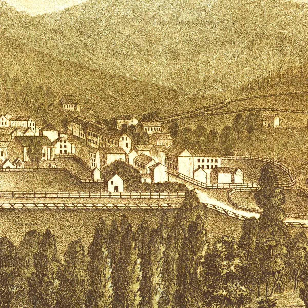 Restored historic details from the 1861 city map of Phillippi, West Virginia