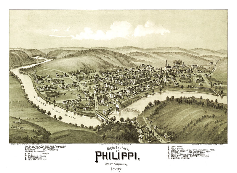 Size comparison using Vintage Map of Phillippi, West Virginia 1897