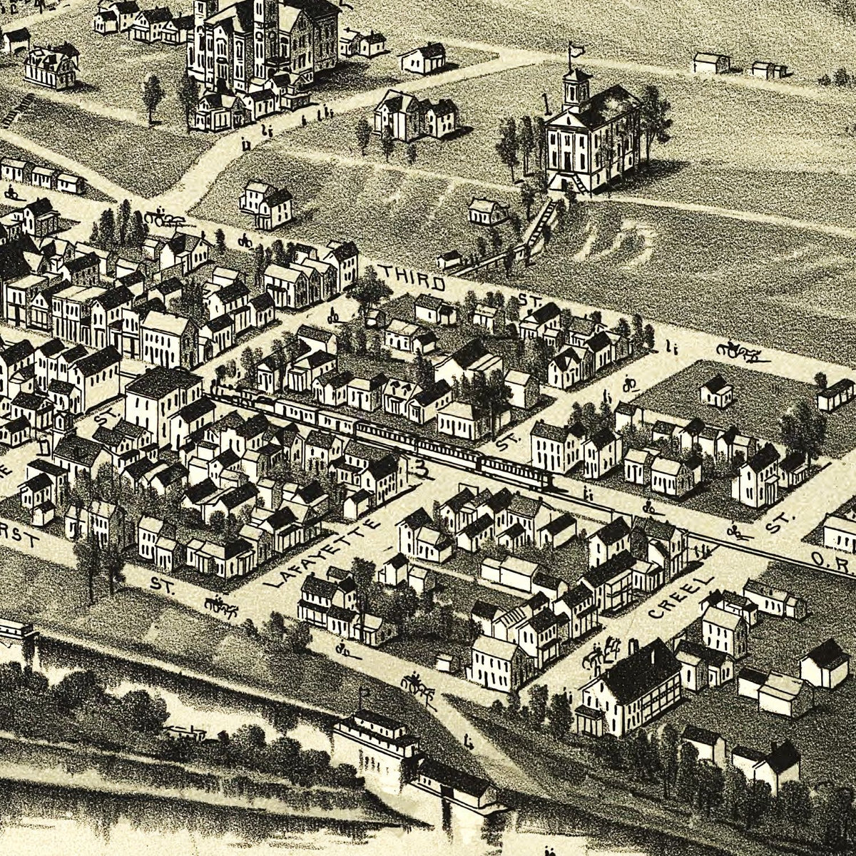 Restored historic details from the 1899 city map of St. Mary's, West Virginia