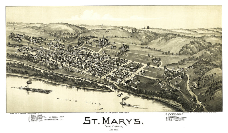 Size comparison using Vintage Map of St. Mary's, West Virginia 1899