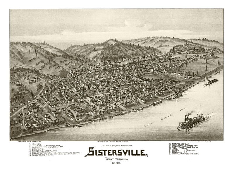 Size comparison using Vintage Map of Sistersville, West Virginia 1896
