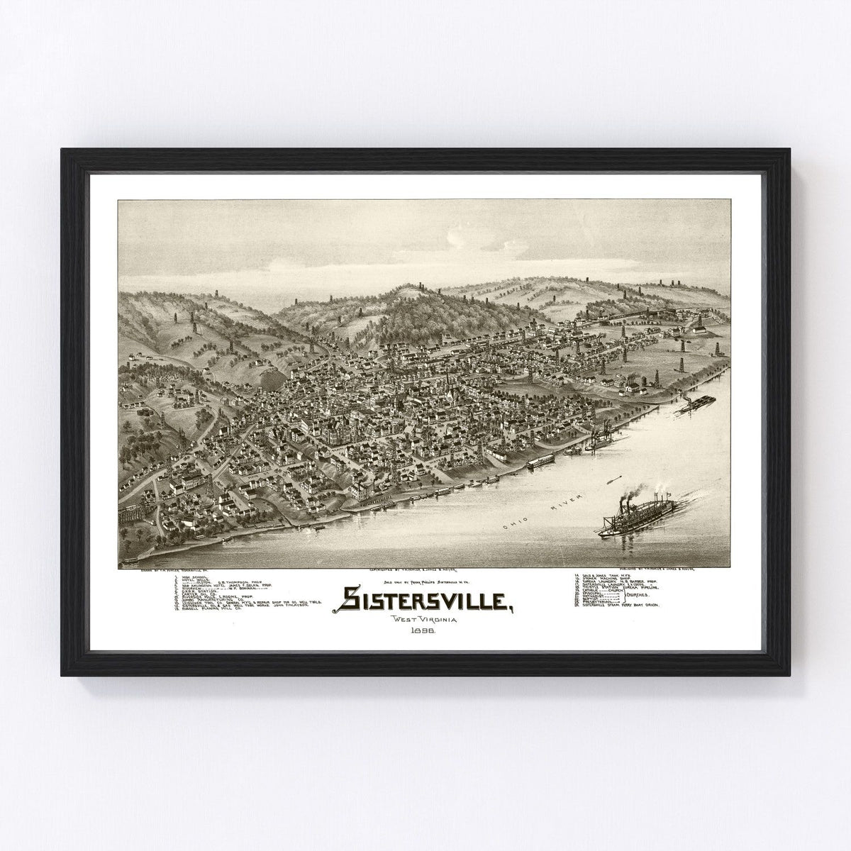 Sistersville Vintage Map 1896