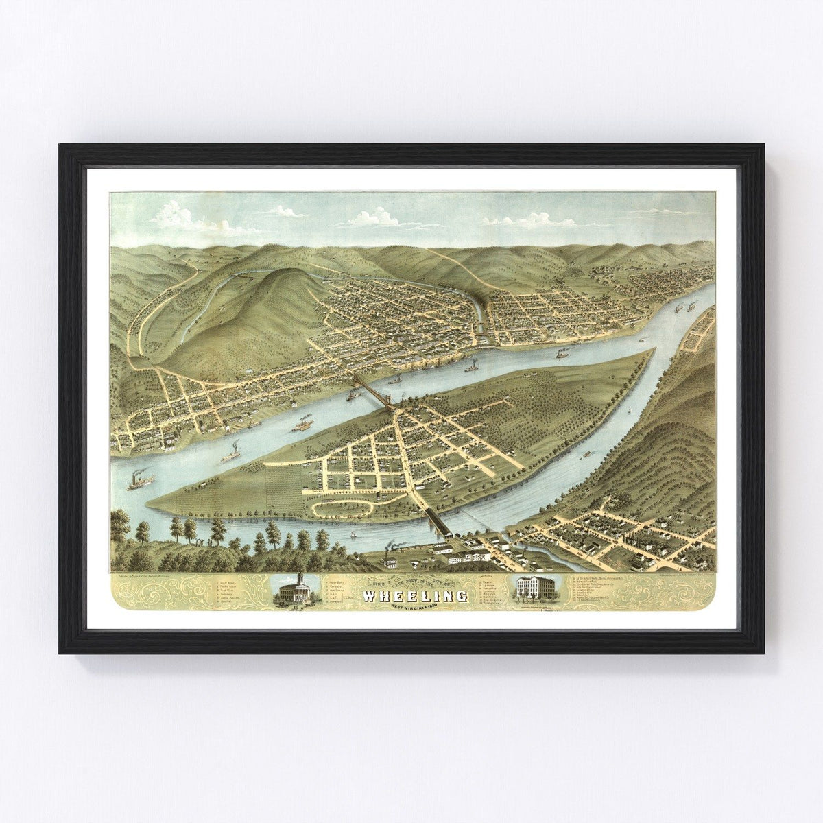 Wheeling Vintage Map 1870