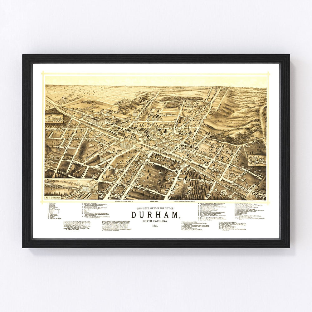 Durham Vintage Map 1891