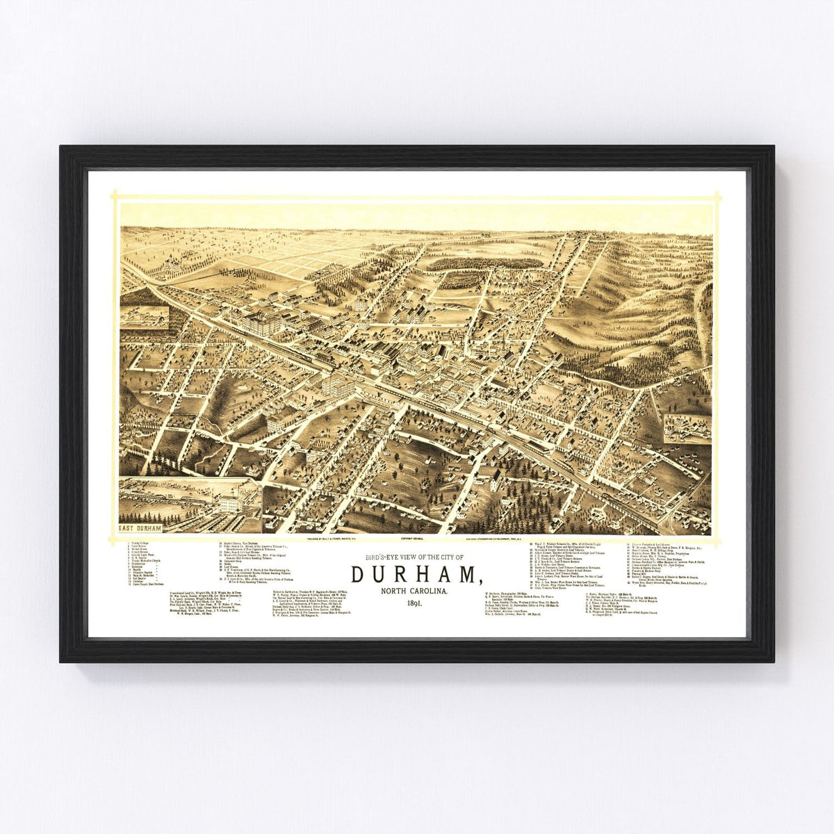 Durham Vintage Map 1891