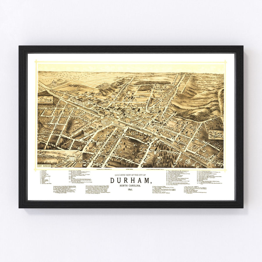 Durham Vintage Map 1891