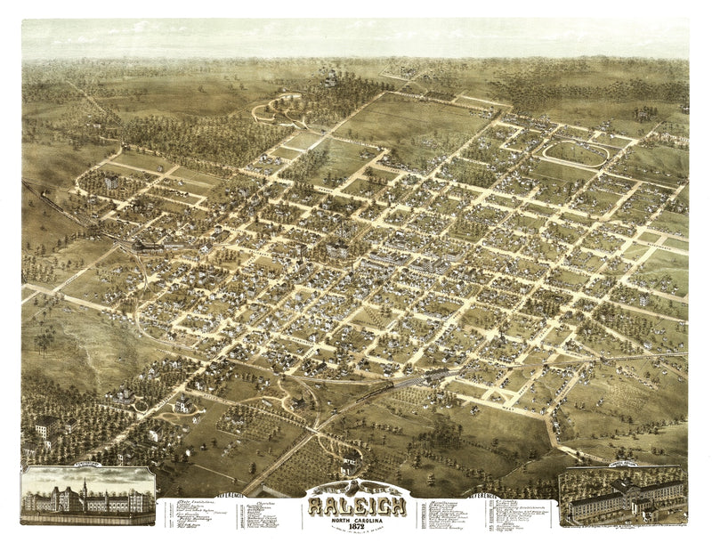 Size comparison using Vintage Map of Raleigh, North Carolina 1872