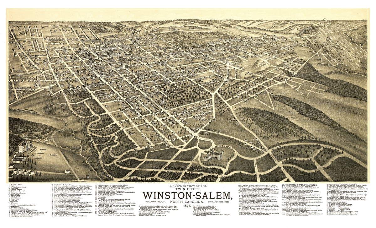Preview of Vintage Map of Winston-Salem, North Carolina 1891