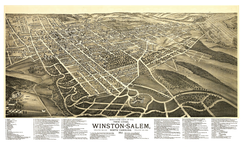 Size comparison using Vintage Map of Winston-Salem, North Carolina 1891