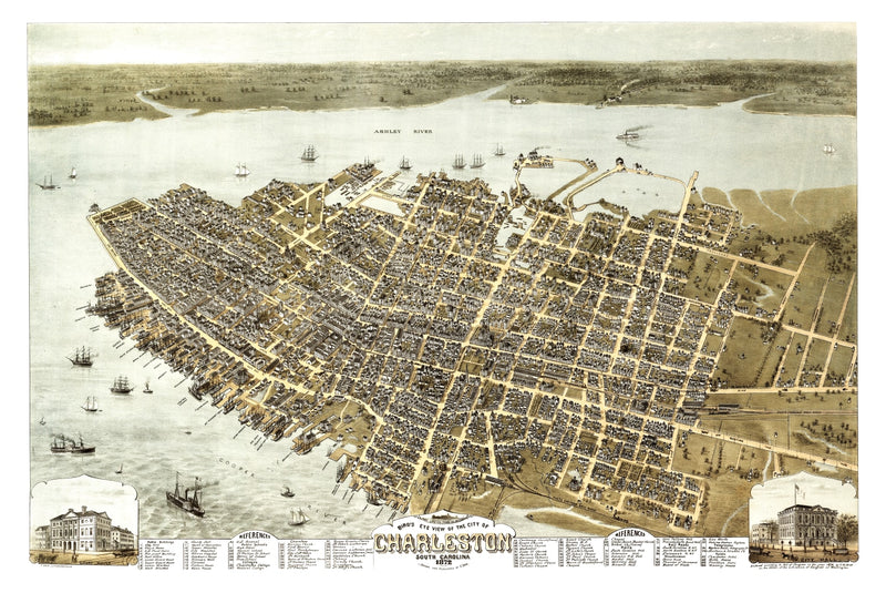 Size comparison using Vintage Map of Charleston, South Carolina 1872