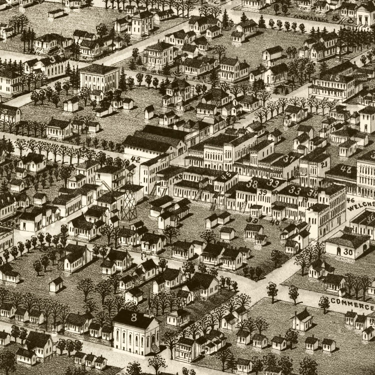 Restored historic details from the 1885 city map of Albany, Georgia